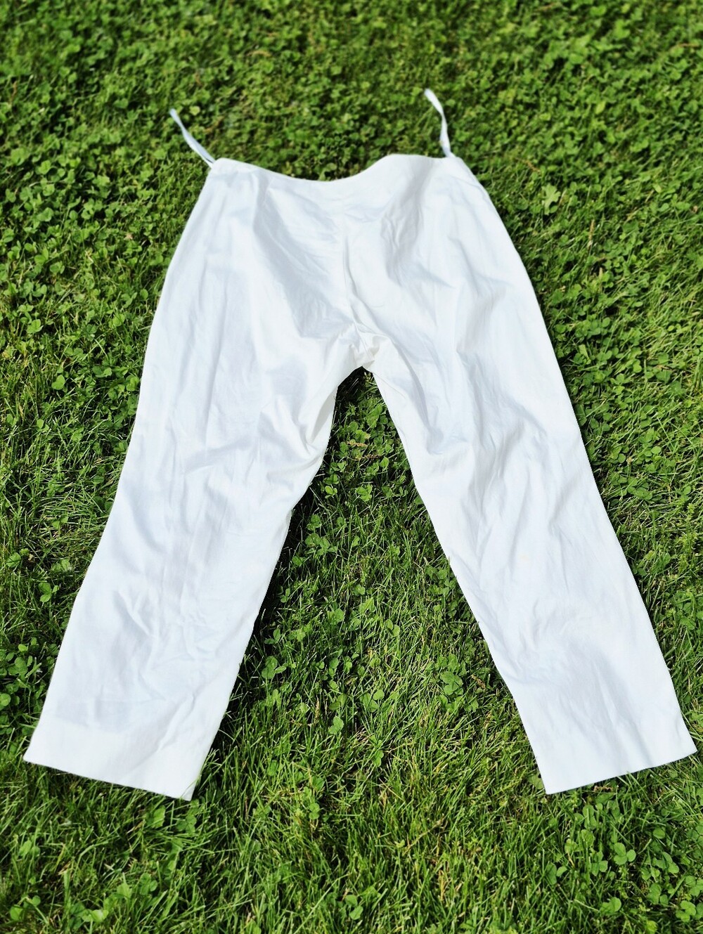 VINTAGE Lauren Ralph Lauren PETITE White Cropped Cotton Pants 10P - Picture 2 of 11